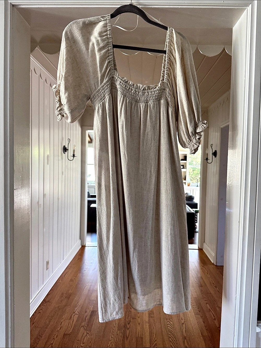 Textured Midi Dress in White